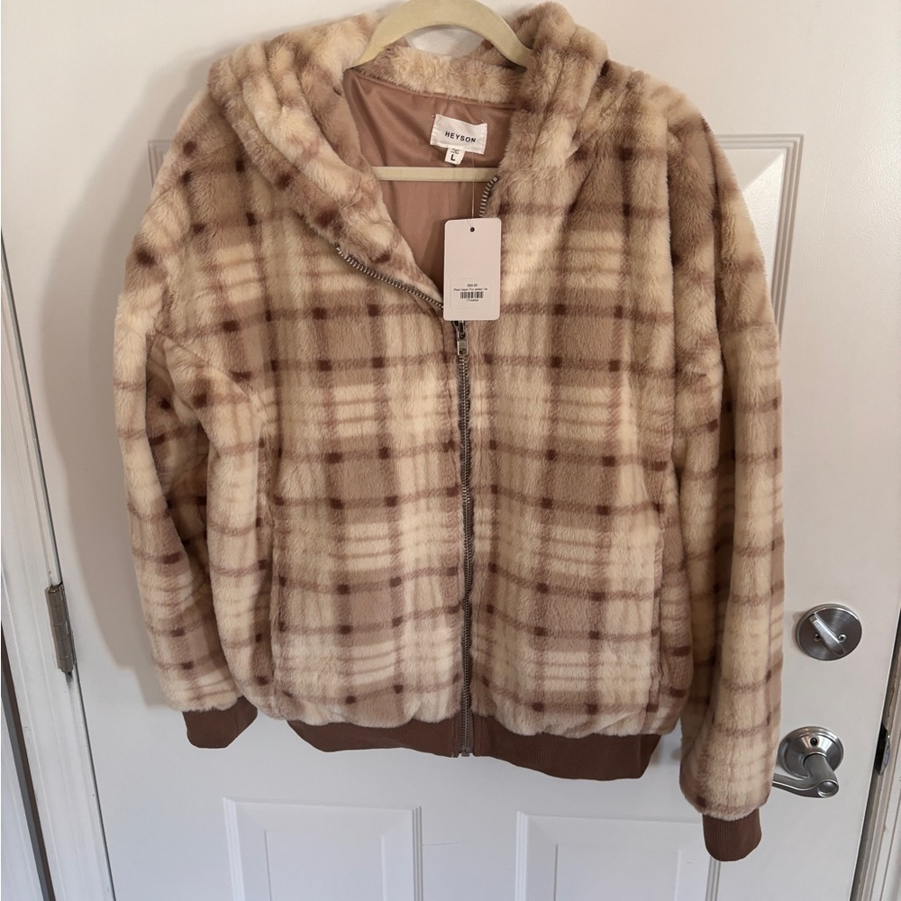 Plaid Faux Fur Jacket
